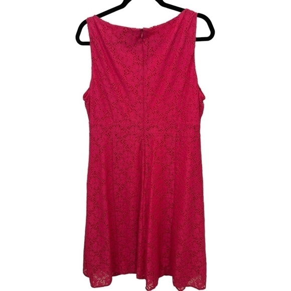 Chaps Pink Fit & Flare Floral Lace Sleeveless Back Zip Barbiecore Dress Size 16 - Picture 4 of 4